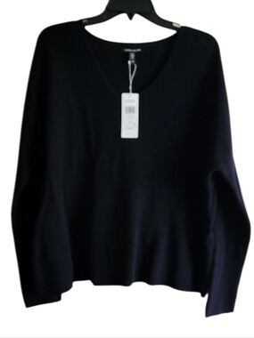 NWT Eileen Fisher Black V-Neck Long Sleeve Lightweight Sweater
